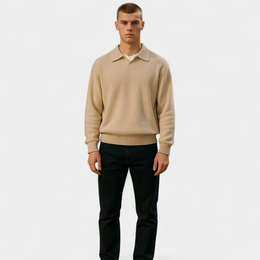 Old Monarchy | Men’s Knitted Polo Sweater – Long-Sleeve, Classic Collar Design