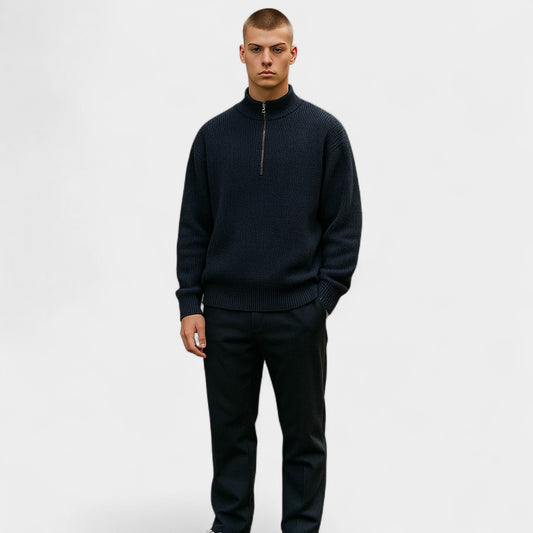 Old Monarchy | Men’s Half-Zip High Collar Sweater – Refined Warmth, Modern Ease