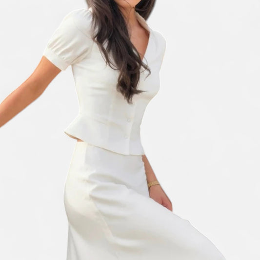 Old Monarchy | Women’s Pearl Two-Piece Set – Coordinated Elegance for Office, Occasions & Refined Daily Wear