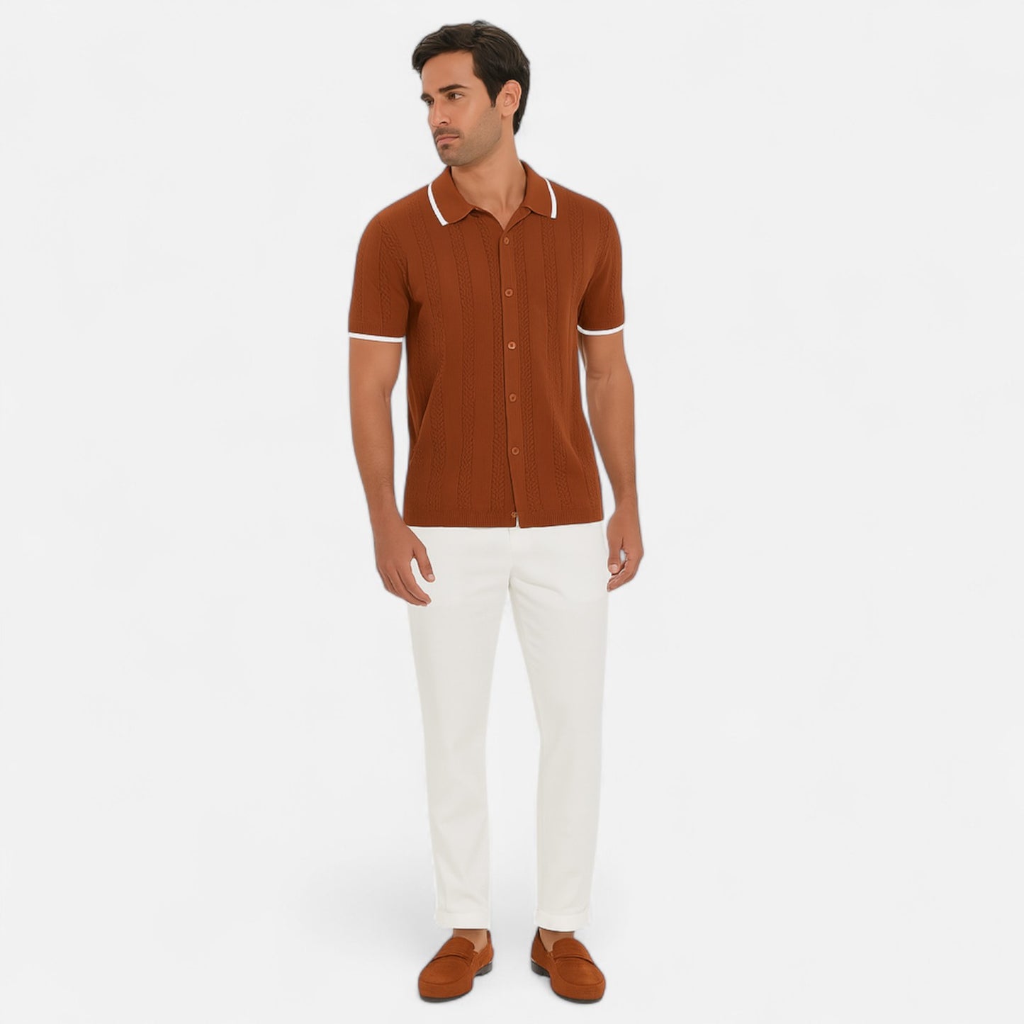 Old Monarchy | Men’s Knitted Polo Collar Shirt – Button-Up Sophistication with Refined Everyday Comfort