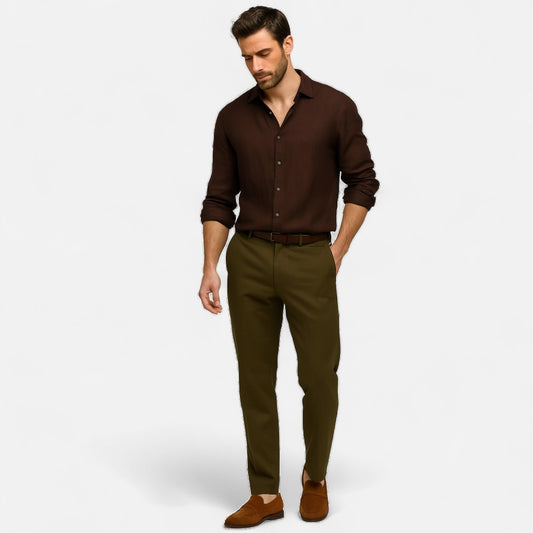 Old Monarchy | Men’s Long Sleeve Vintage Linen Shirt – Premium Heritage-Inspired Style for Refined Casual Wear