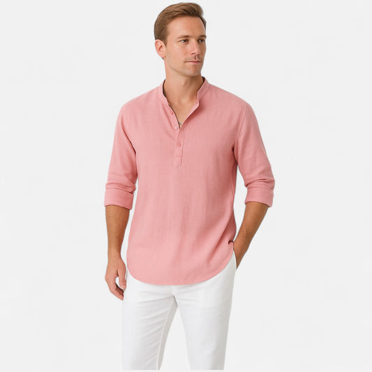 Old Monarchy | Men's Long Sleeve Linen Shirt – Lightweight Sophistication, Timeless Warm-Weather Style