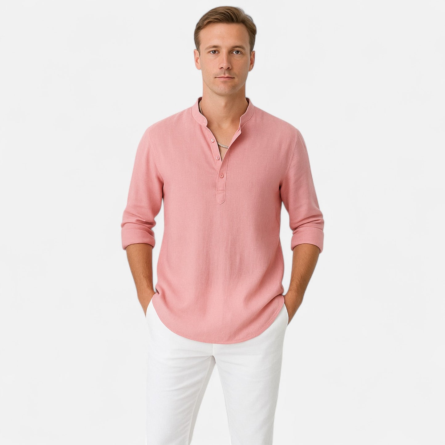 Old Monarchy | Men's Long Sleeve Linen Shirt – Lightweight Sophistication, Timeless Warm-Weather Style