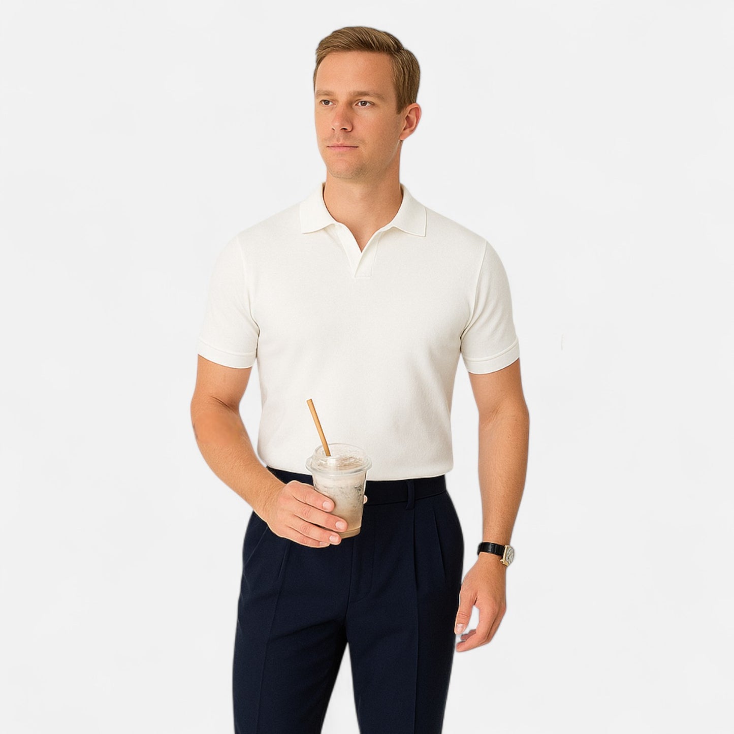 Old Monarchy | Men's V-Neck Short Sleeve Polo – Discreet Luxury, Classic 'Old Money' Elegance