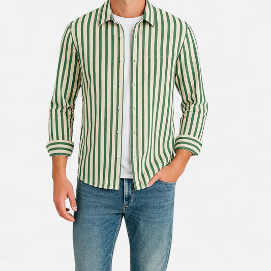 Old Monarchy | Men’s Striped Long Sleeve Shirt – Premium Tailored Stripe for Refined Casual & Professional Wear