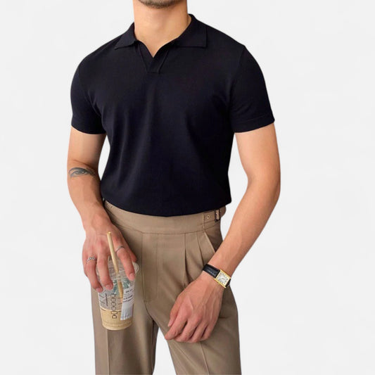 Old Monarchy | Men's V-Neck Short Sleeve Polo – Discreet Luxury, Classic 'Old Money' Elegance