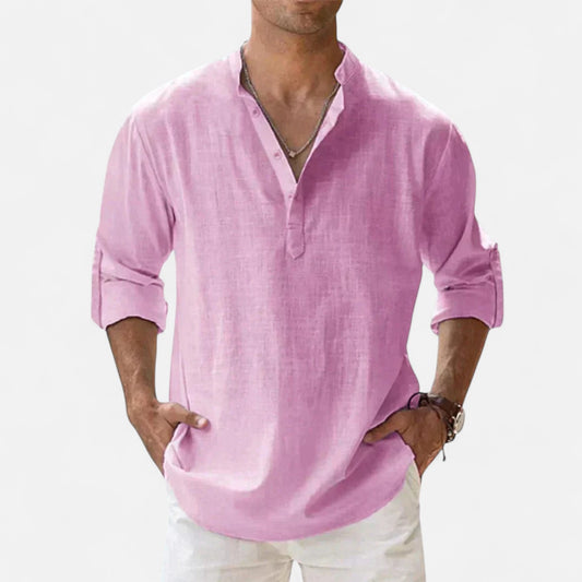 Old Monarchy | Men's Long Sleeve Linen Shirt – Lightweight Sophistication, Timeless Warm-Weather Style