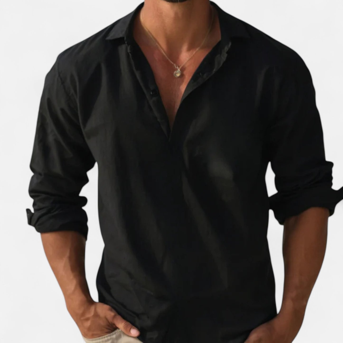 Old Monarchy | Men's Long Sleeve Linen Shirt – Lightweight Sophistication, Timeless Warm-Weather Style