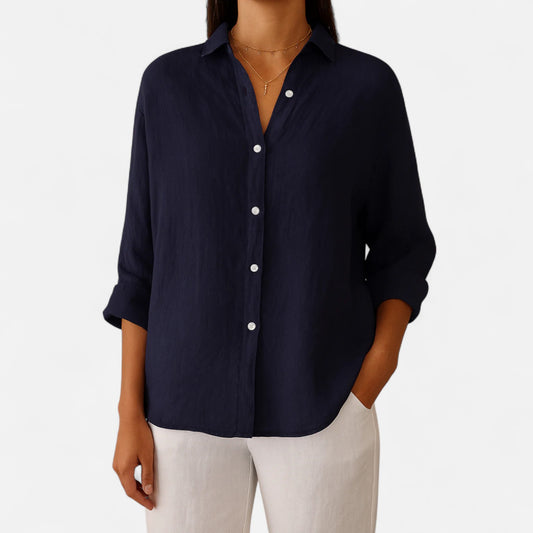 Old Monarchy | Women’s Linen Long Sleeve Blouse – Premium Lightweight Elegance for Refined Casual & Everyday Grace