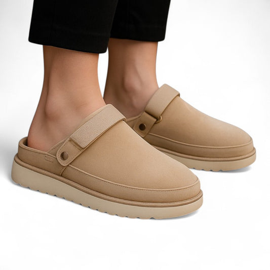 Old Monarchy | Women’s Thick-Sole Leather Slippers – Covered Toe, Casual Design