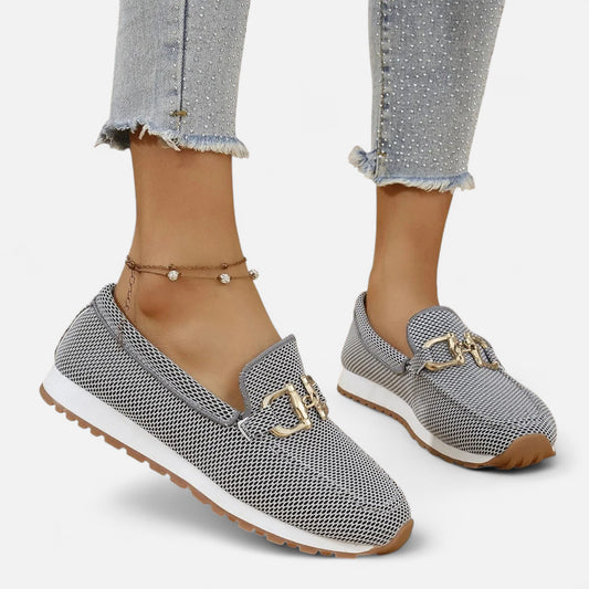 Old Monarchy | Women’s Lightweight Slip-On Loafers – Breathable Elegance with Gold-Tone Detailing