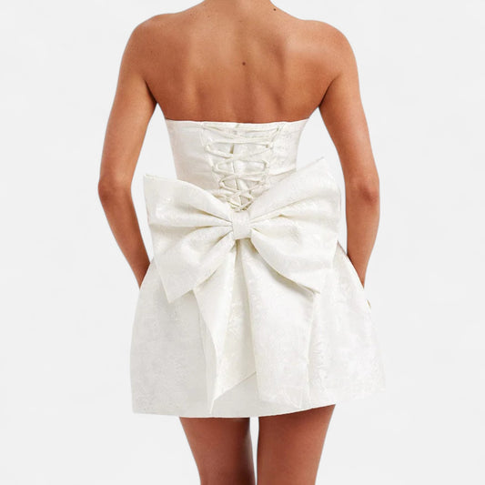 Old Monarchy | Women's Ivory Mini Dress – Refined Allure, Timeless Simplicity