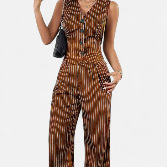Old Monarchy | Women’s Striped Two-Piece Set – Effortless Co-Ordination, Breezy Elegance for Everyday Wear