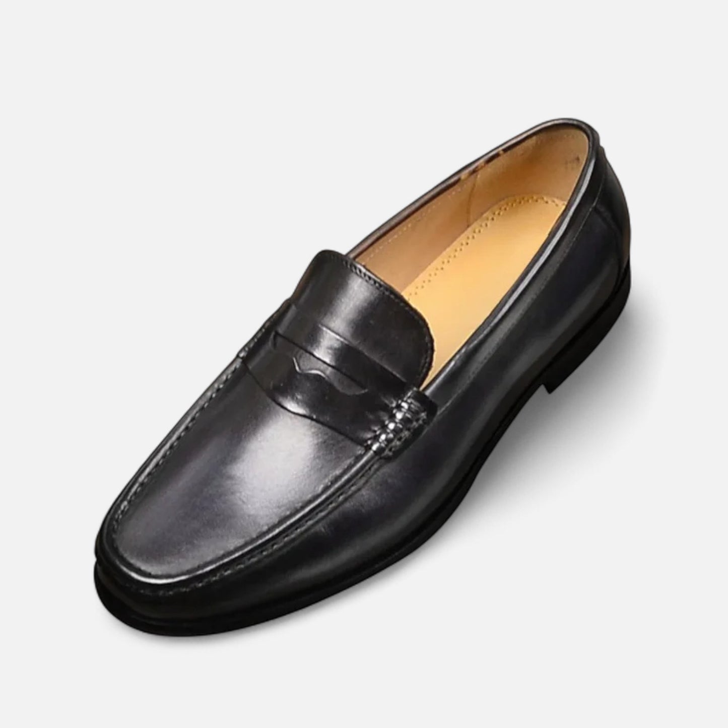 Old Monarchy | Men’s Leather Penny Loafers – Black Slip-On Elegance for Office & Occasion