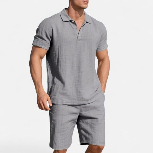 Old Monarchy | Men’s Linen Polo & Shorts Set – Lightweight Breathability, Refined Summer Coordination