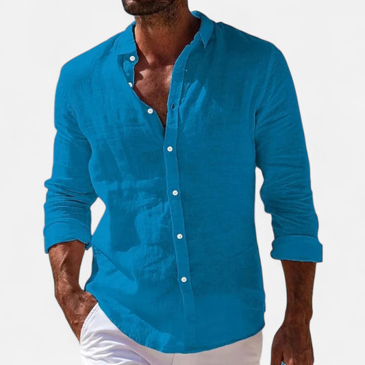 Old Monarchy | Men’s Casual Long Sleeve Shirt – Solid Colour Comfort with All-Season Regular Fit Styling