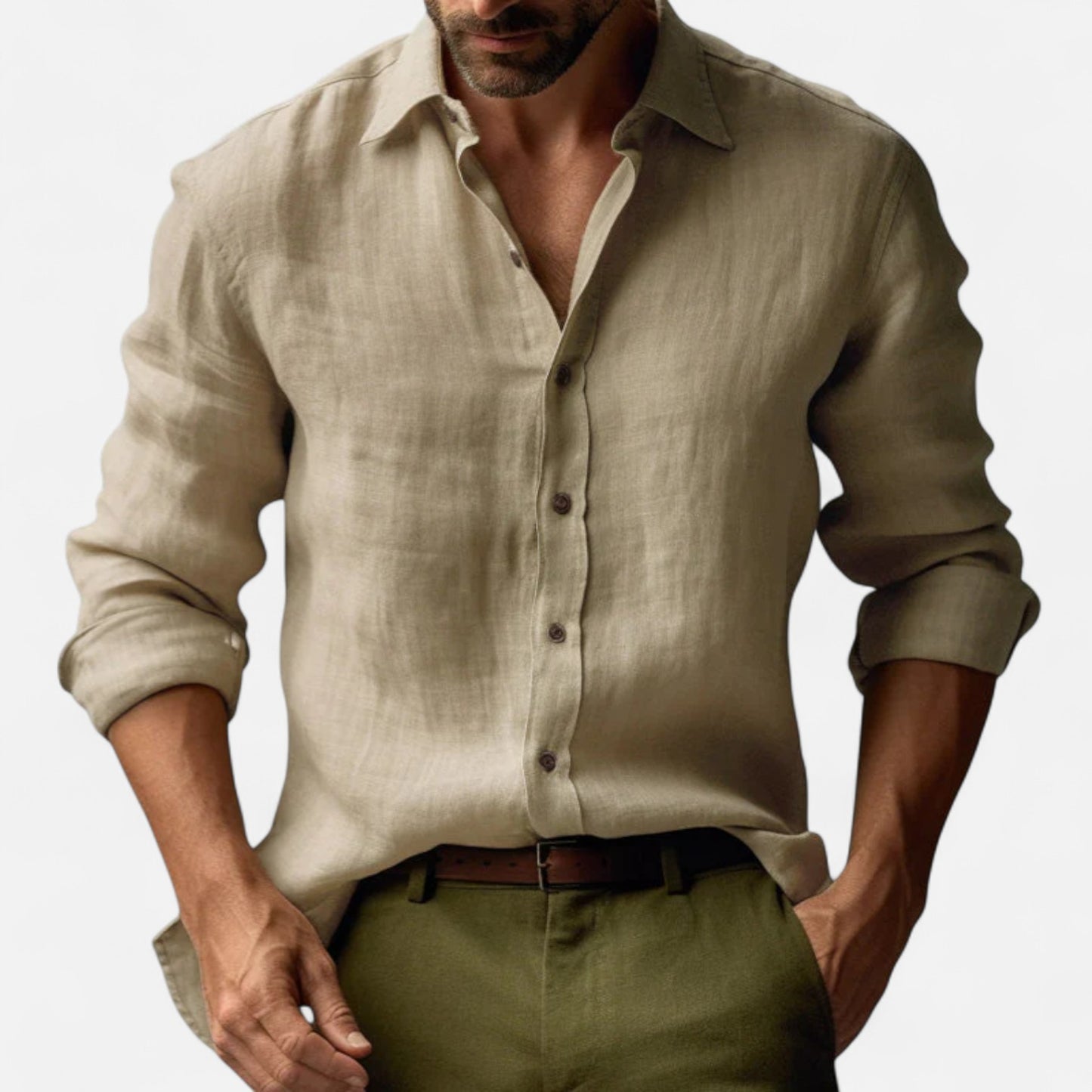 Old Monarchy | Men’s Long Sleeve Vintage Linen Shirt – Premium Heritage-Inspired Style for Refined Casual Wear