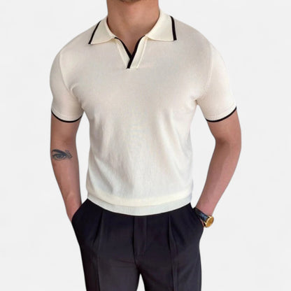 Old Monarchy | Men's V-Neck Short Sleeve Polo – Discreet Luxury, Classic 'Old Money' Elegance