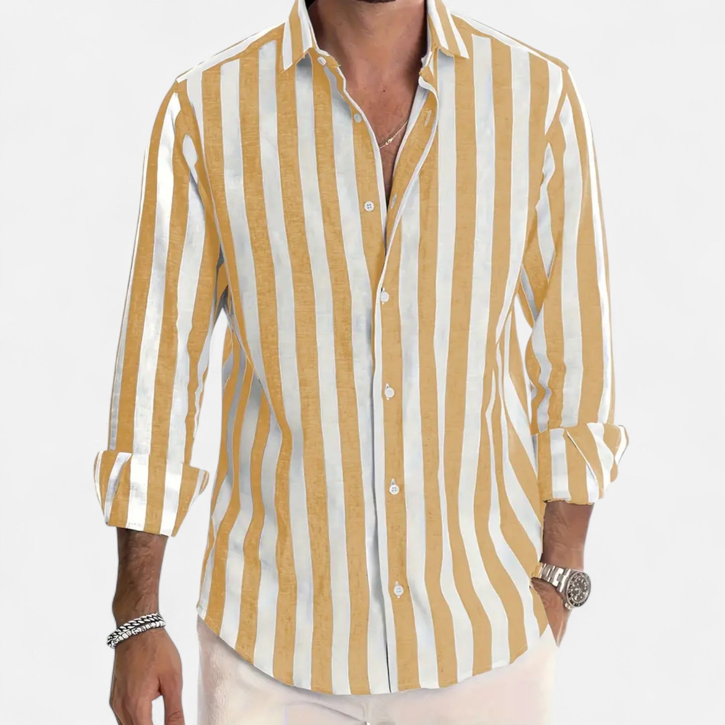 Old Monarchy | Men’s Striped Button-Up Shirt – Tailored Sophistication, Effortless Everyday Elegance