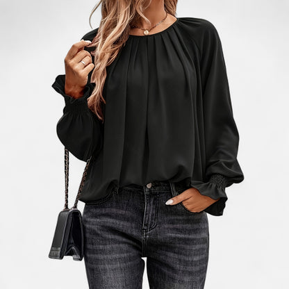 Old Monarchy | Women’s Vintage Pleated Blouse – Puffed Sleeves & Timeless Charm for All-Season Elegance