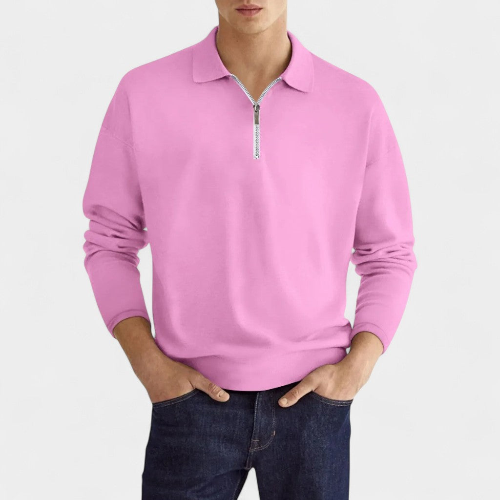 Old Monarchy | Men’s Long Sleeve Zipper Polo Shirt – Classic Design with Modern Details