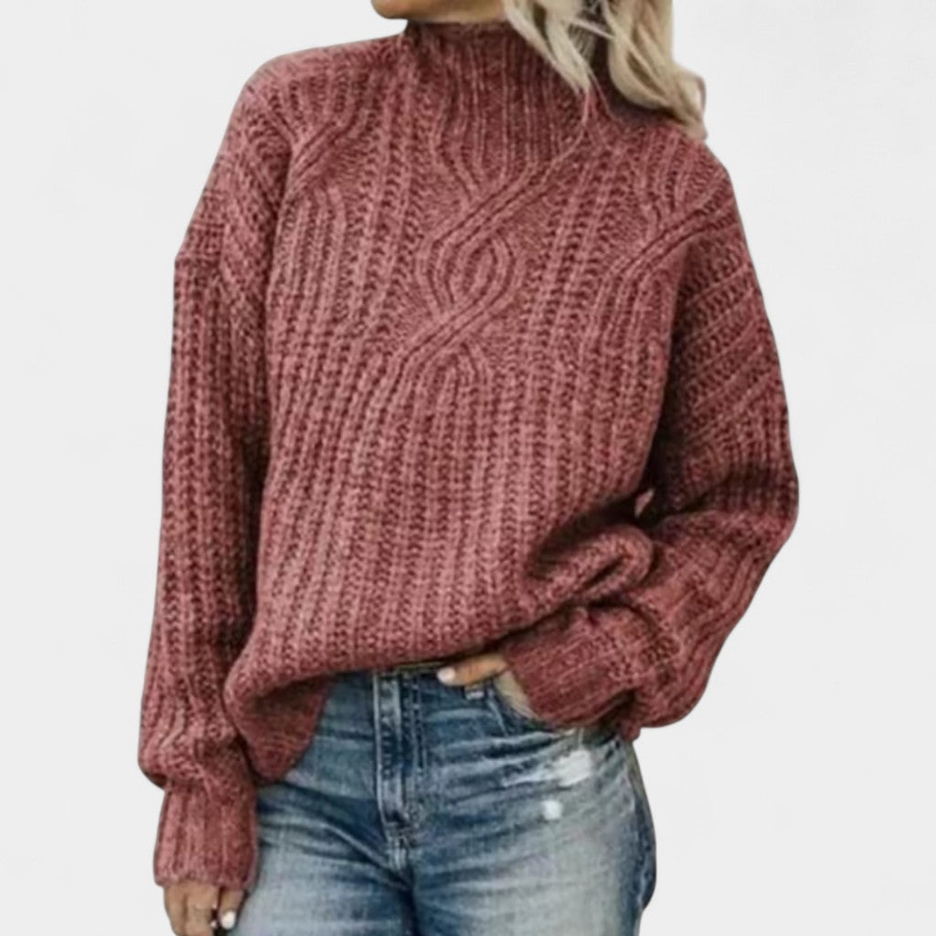 Old Monarchy | Women’s Cable-Knit Turtleneck Sweater – Soft Knit, Relaxed Fit