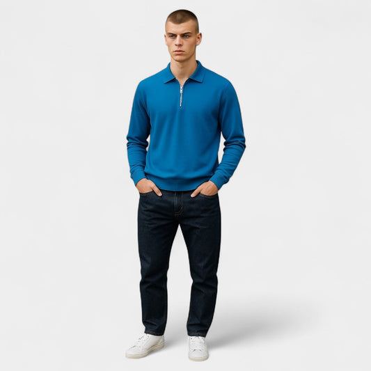 Old Monarchy | Men’s Long Sleeve Zipper Polo Shirt – Classic Design with Modern Details