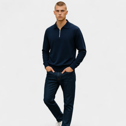 Old Monarchy | Men’s Long Sleeve Zipper Polo Shirt – Classic Design with Modern Details