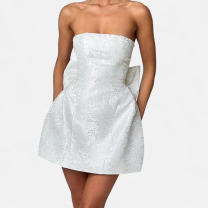 Old Monarchy | Women's Ivory Mini Dress – Refined Allure, Timeless Simplicity