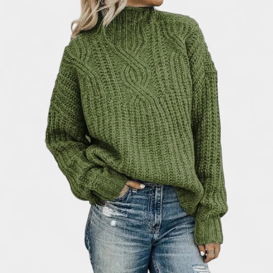 Old Monarchy | Women’s Cable-Knit Turtleneck Sweater – Soft Knit, Relaxed Fit