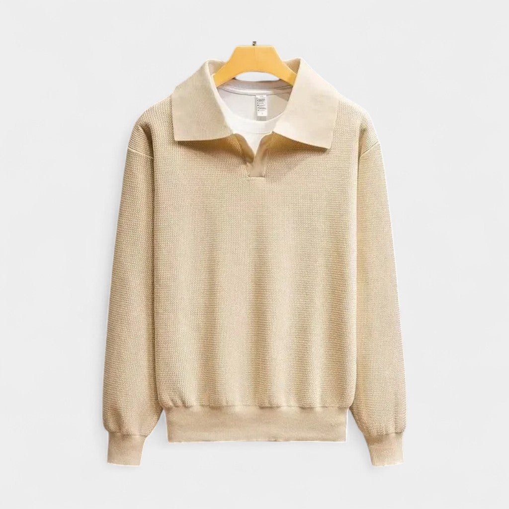 Old Monarchy | Men’s Knitted Polo Sweater – Long-Sleeve, Classic Collar Design