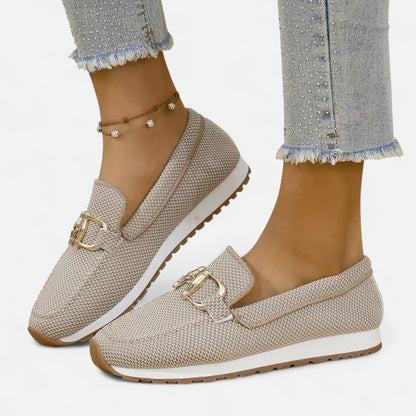 Old Monarchy | Women’s Lightweight Slip-On Loafers – Breathable Elegance with Gold-Tone Detailing