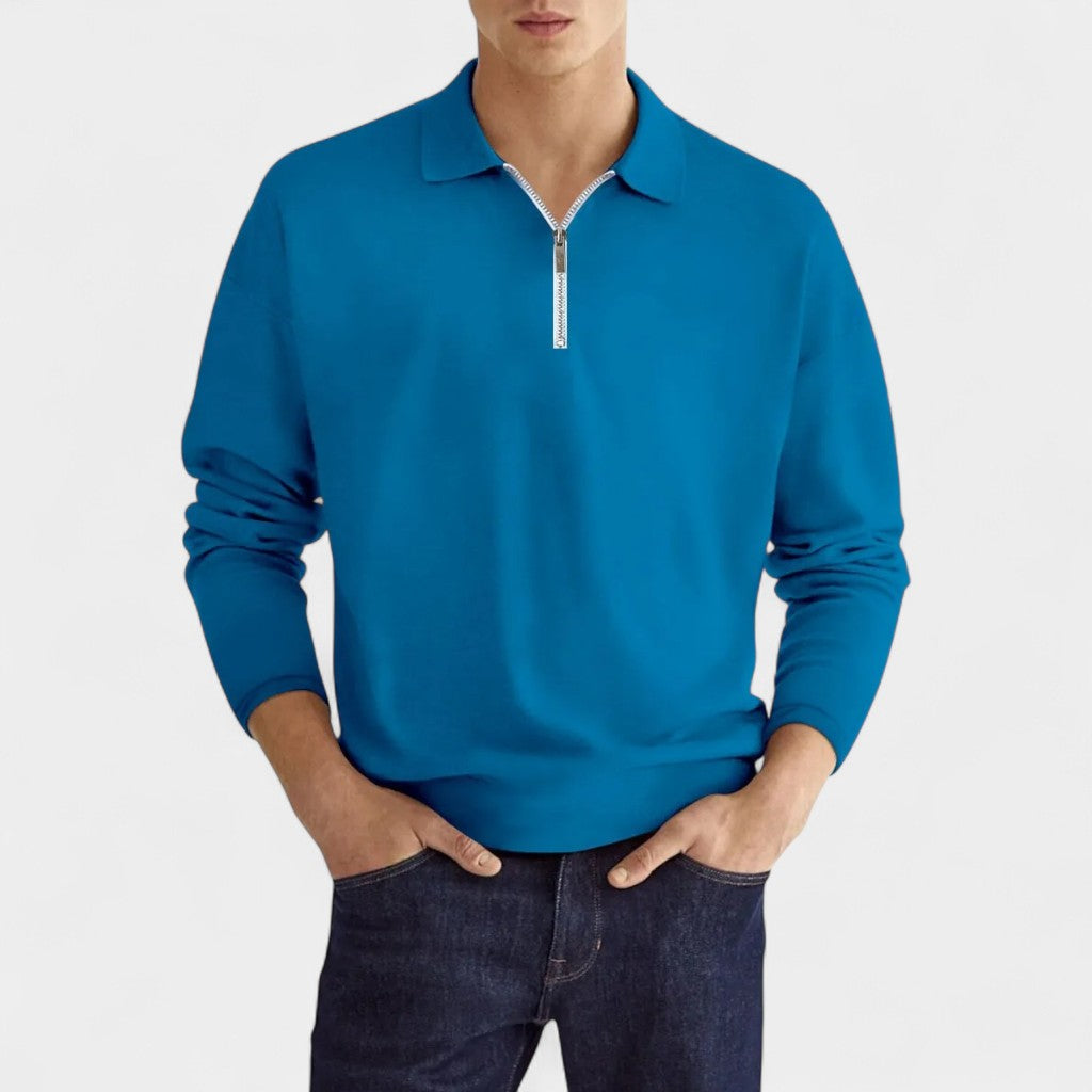 Old Monarchy | Men’s Long Sleeve Zipper Polo Shirt – Classic Design with Modern Details