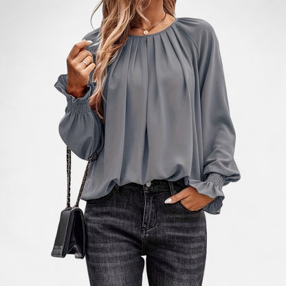 Old Monarchy | Women’s Vintage Pleated Blouse – Puffed Sleeves & Timeless Charm for All-Season Elegance