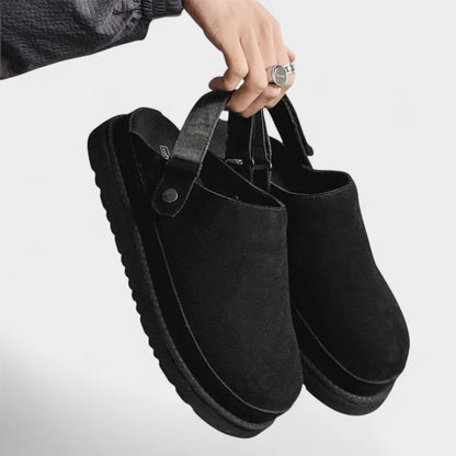 Old Monarchy | Women’s Thick-Sole Leather Slippers – Covered Toe, Casual Design