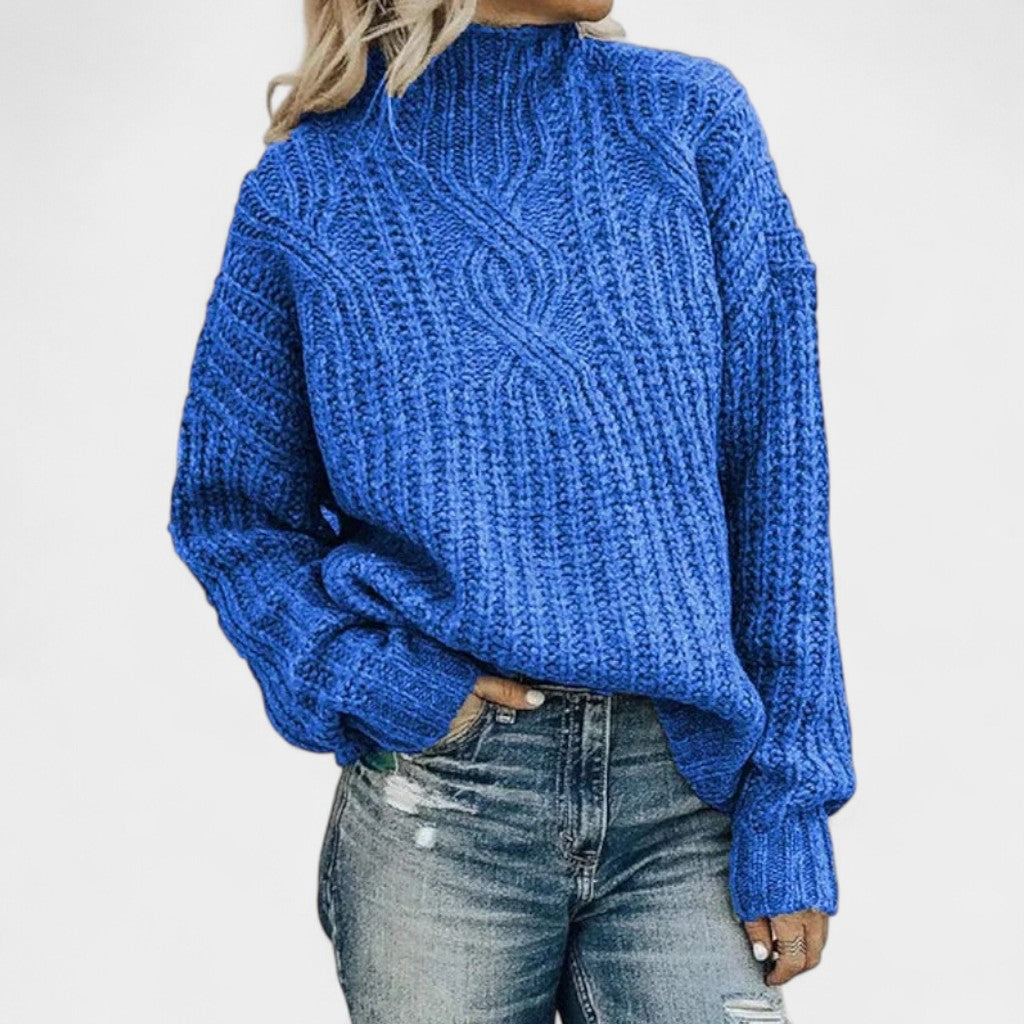 Old Monarchy | Women’s Cable-Knit Turtleneck Sweater – Soft Knit, Relaxed Fit