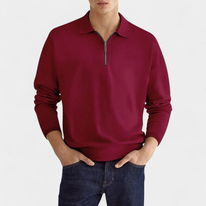 Old Monarchy | Men’s Long Sleeve Zipper Polo Shirt – Classic Design with Modern Details