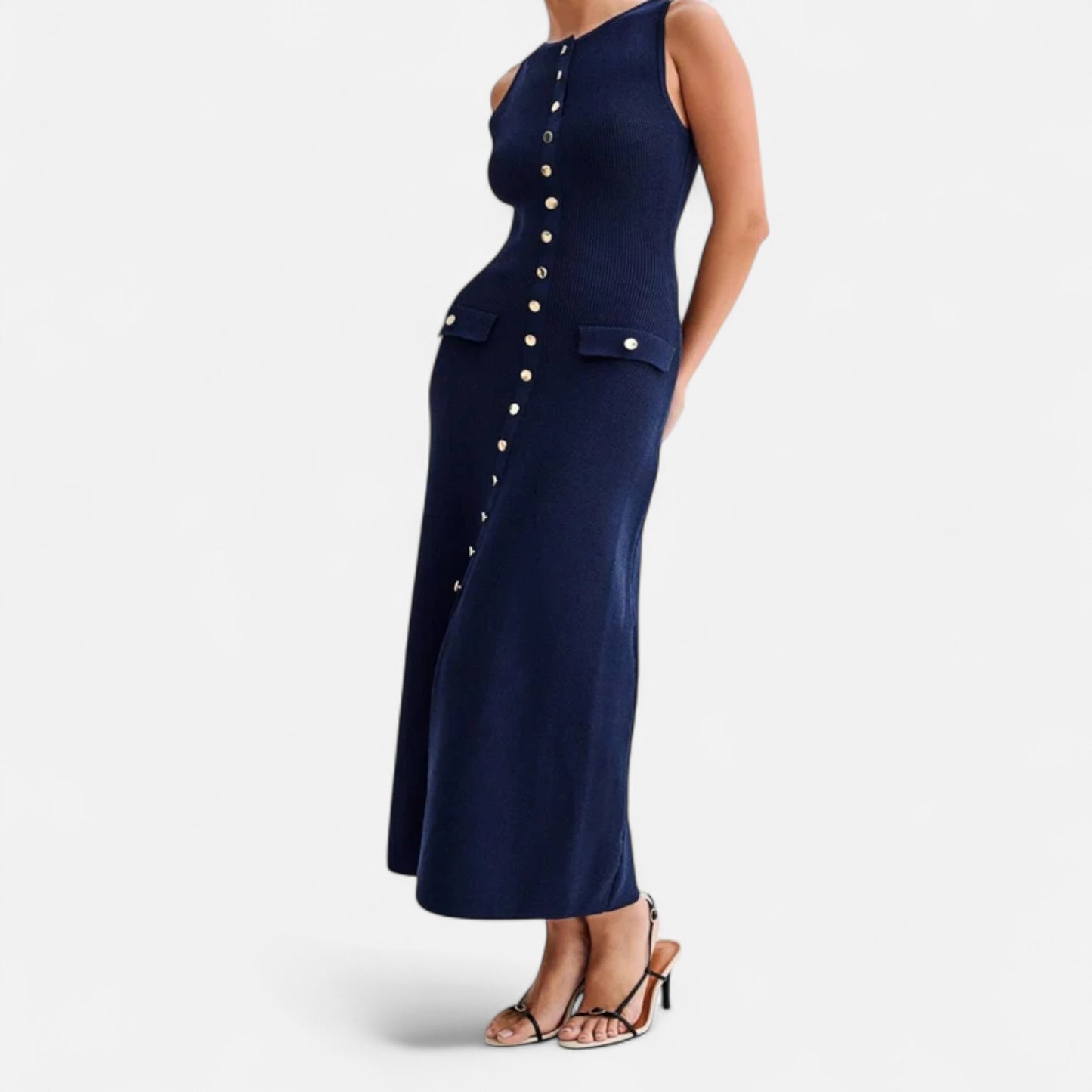 Old Monarchy | Women’s Knitted Button-Front Maxi Dress – Sleeveless Summer Elegance