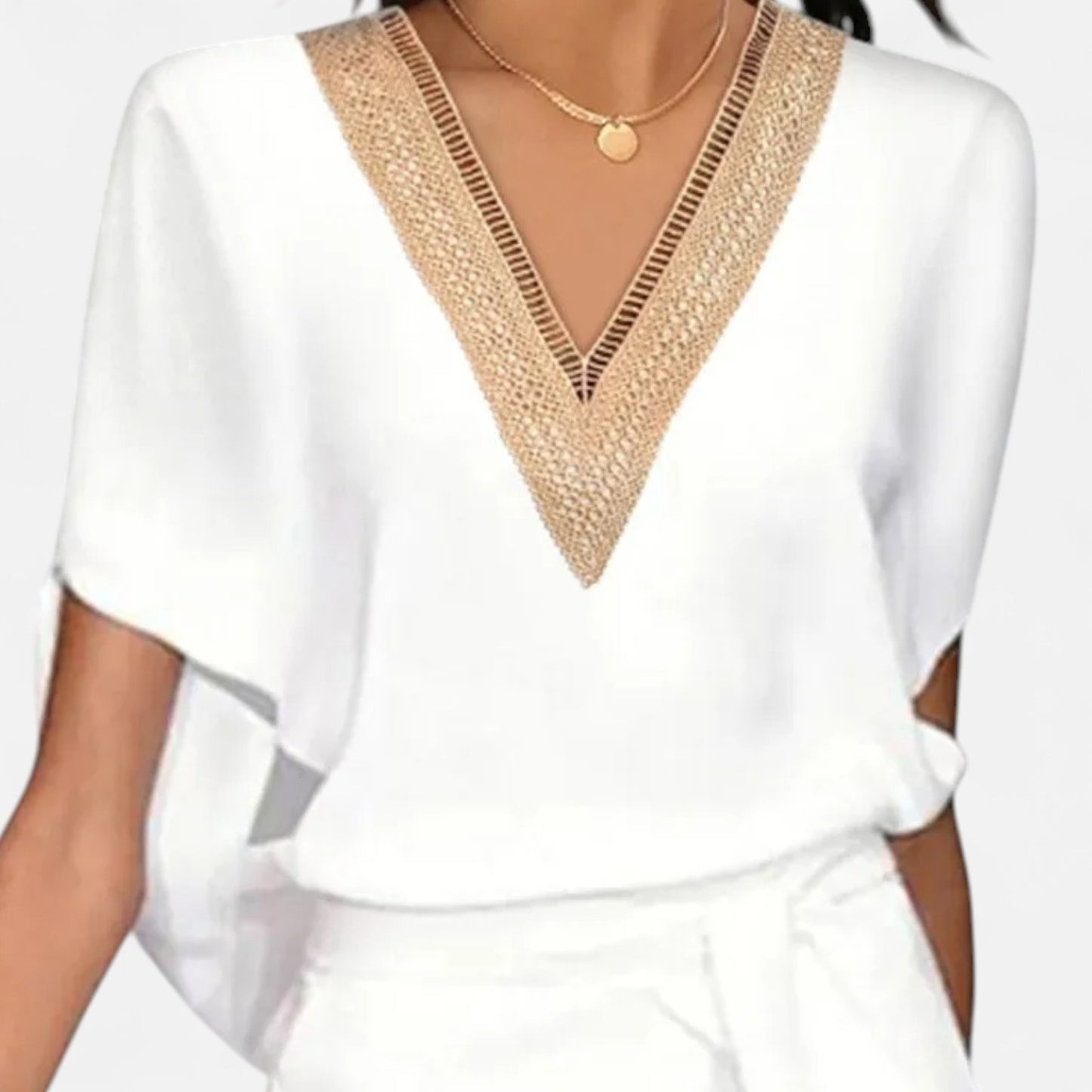Old Monarchy | Women’s White V-Neck Midi Dress – Modern Elegance for Summer Occasions