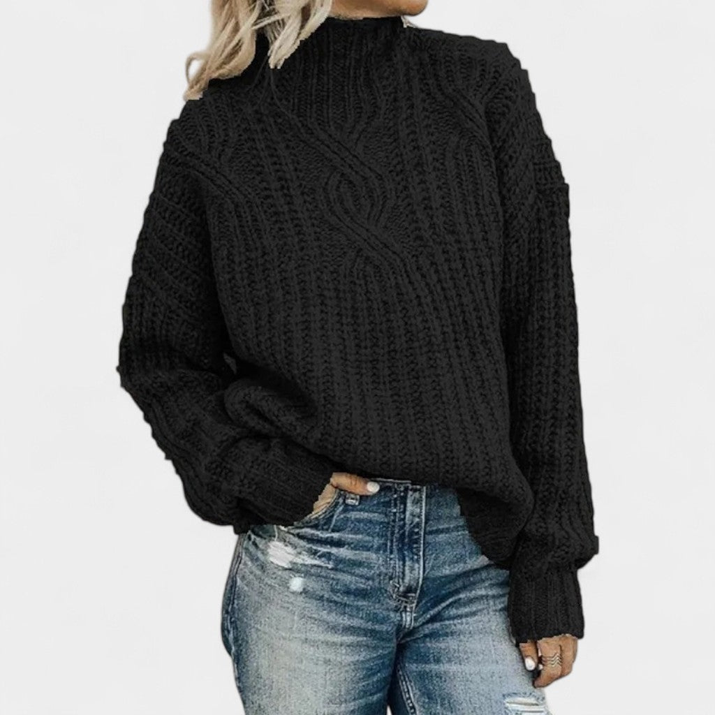 Old Monarchy | Women’s Cable-Knit Turtleneck Sweater – Soft Knit, Relaxed Fit