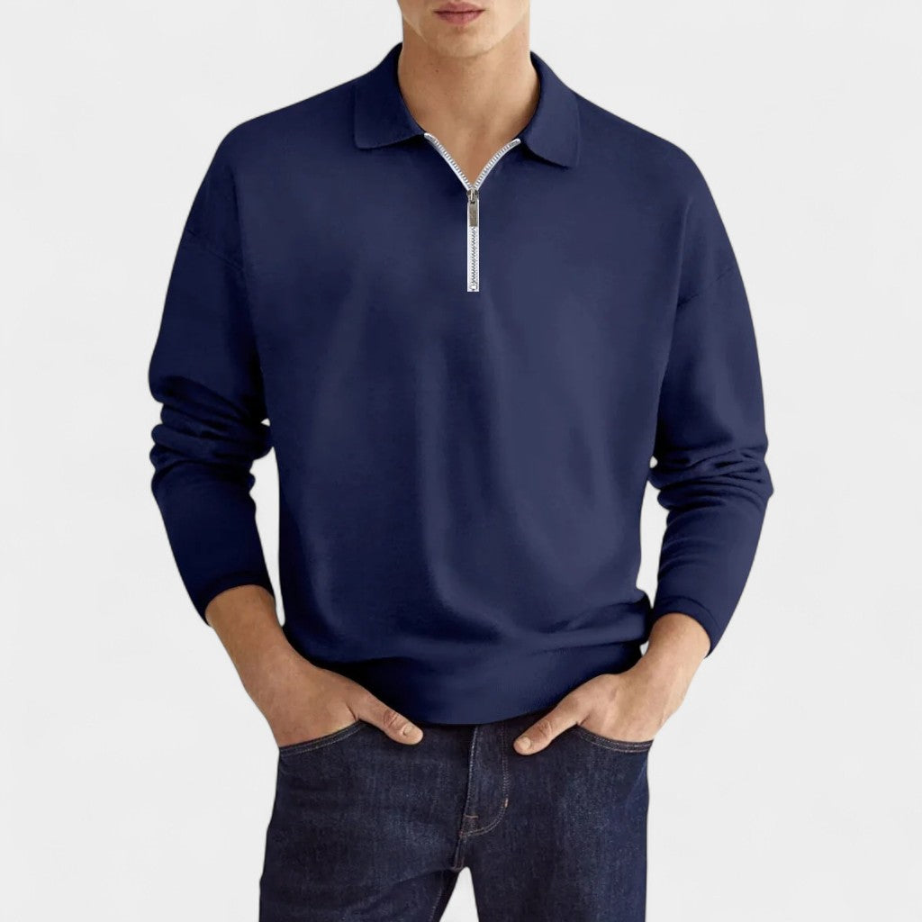 Old Monarchy | Men’s Long Sleeve Zipper Polo Shirt – Classic Design with Modern Details