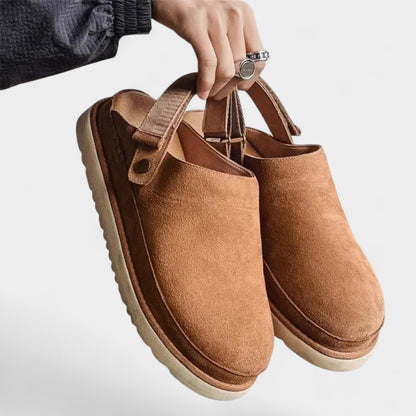 Old Monarchy | Women’s Thick-Sole Leather Slippers – Covered Toe, Casual Design