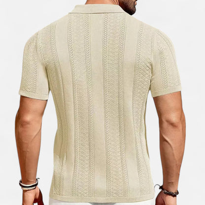 Old Monarchy | Men’s Patchwork Stripe Knit Shirt – Contemporary Texture, Breezy Summer Sophistication