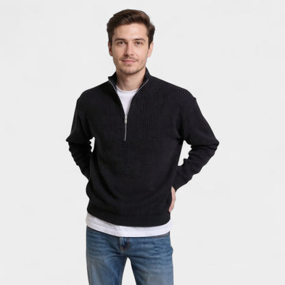 Old Monarchy | Men’s Half-Zip High Collar Sweater – Refined Warmth, Modern Ease