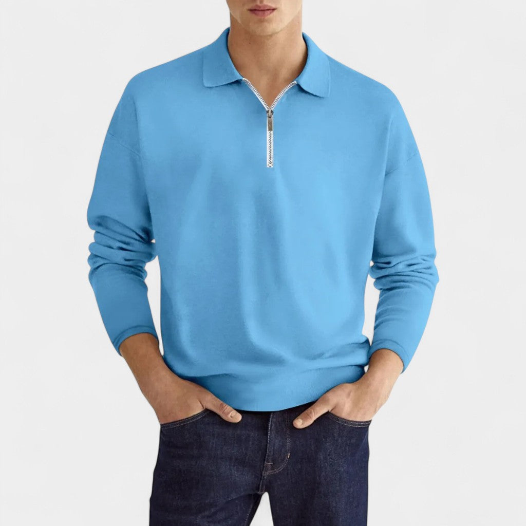 Old Monarchy | Men’s Long Sleeve Zipper Polo Shirt – Classic Design with Modern Details