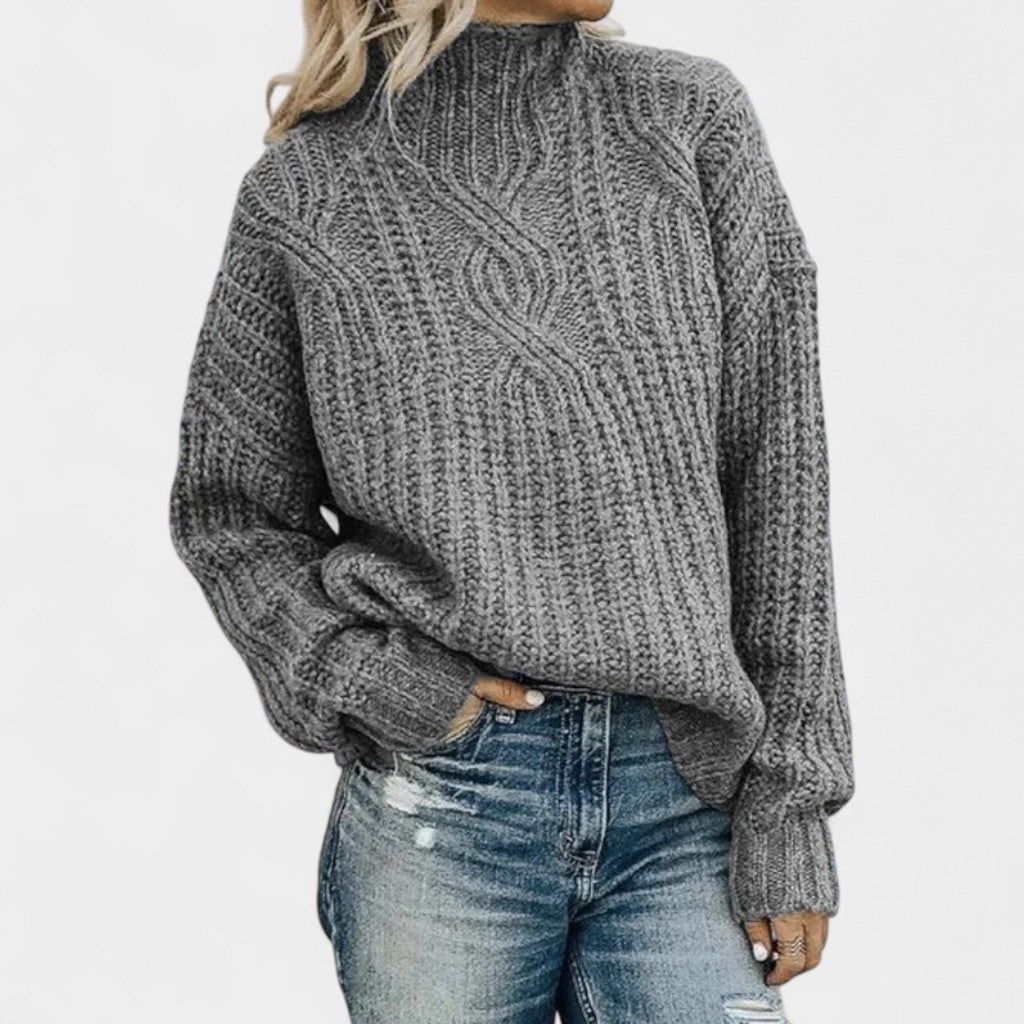 Old Monarchy | Women’s Cable-Knit Turtleneck Sweater – Soft Knit, Relaxed Fit