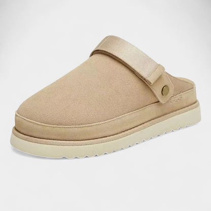 Old Monarchy | Women’s Thick-Sole Leather Slippers – Covered Toe, Casual Design