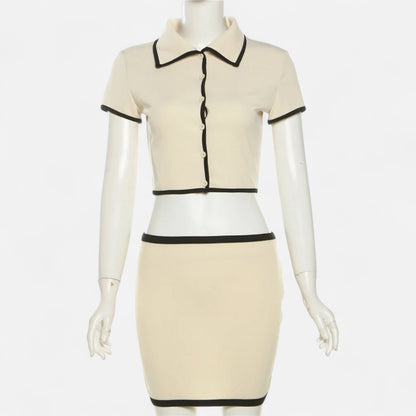 Old Monarchy | Women’s Ribbed Polo Two-Piece Set – Sculpted Streetwear, Effortless Co-Ord Appeal