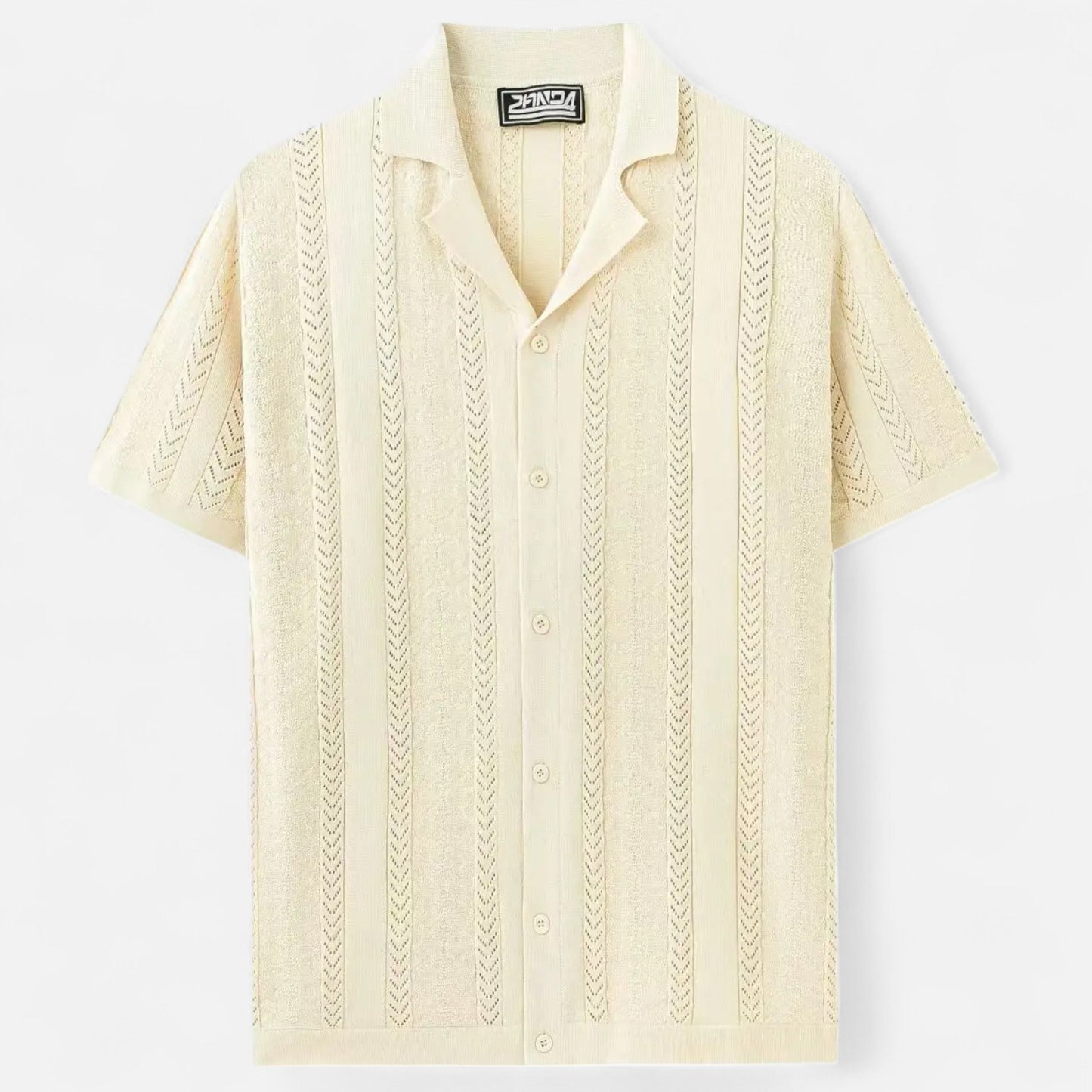 Old Monarchy | Men’s Patchwork Stripe Knit Shirt – Contemporary Texture, Breezy Summer Sophistication