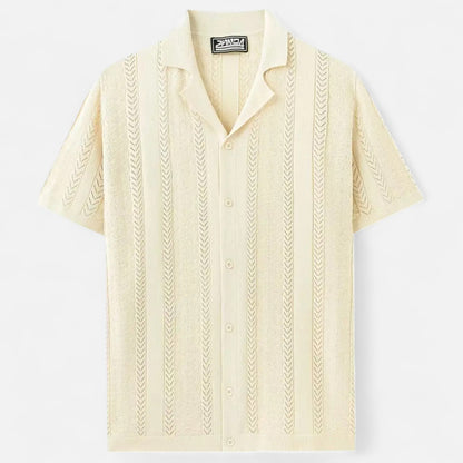 Old Monarchy | Men’s Patchwork Stripe Knit Shirt – Contemporary Texture, Breezy Summer Sophistication